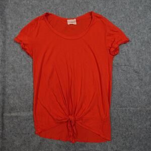 Anthropologie T.la Top Womens Small Crew Neck T-Shirt Short Sleeve Knot Red